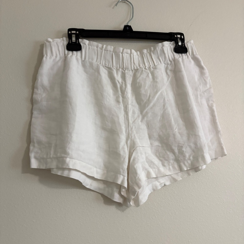 Seed Women's Heritage White 100% Linen Paperbag Hight Waist Shorts Size 8